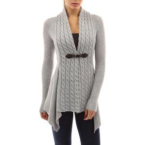 NWT light gray buckle braid front cardigan